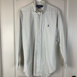 Ralph Lauren Men's Window Pane Shirt Yarmouth 100% Cotton 15" Neck 32/33 Sleeves